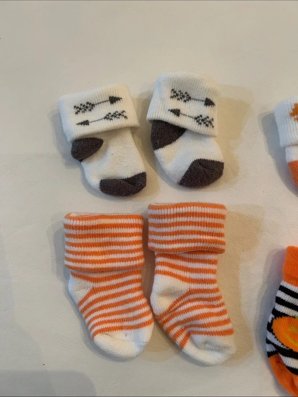 Orange & White Halloween Newborn Socks Bundle